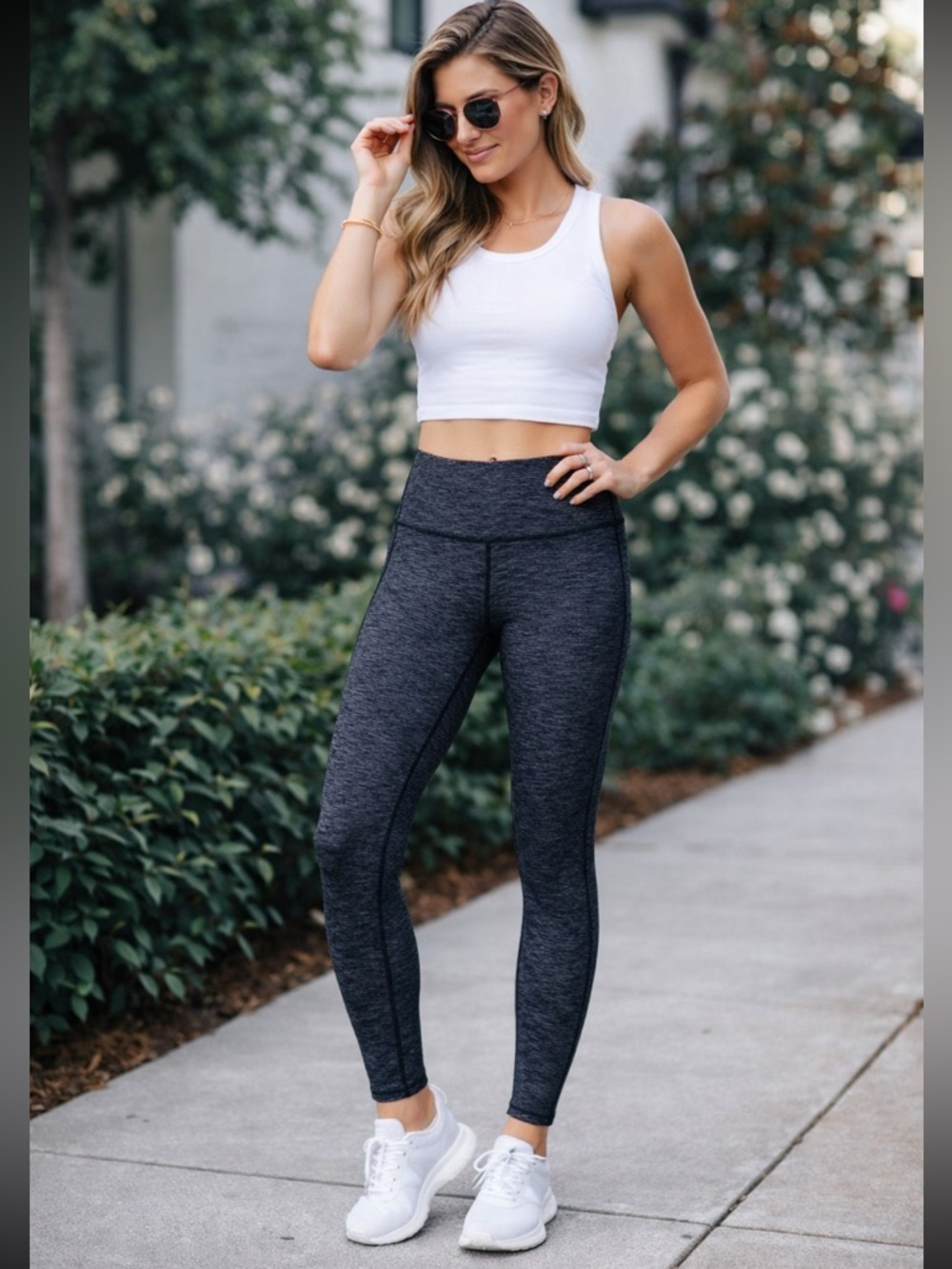 Athleta Chaturanga Space Dye Gray Mid Rise Leggings Small